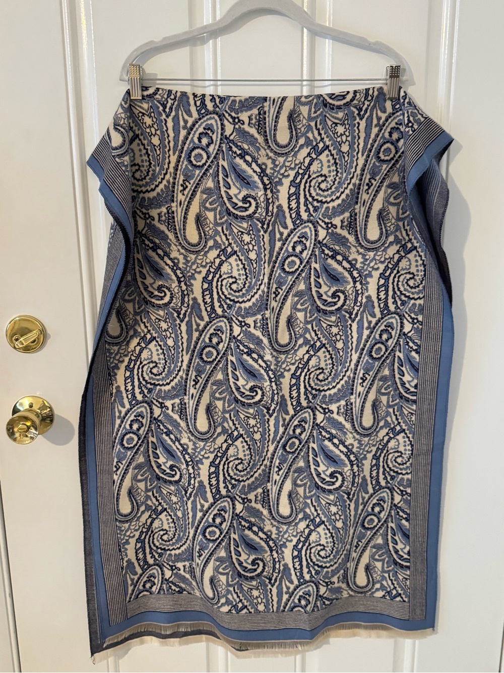 Blue Paisley Knit Super Soft Wrap Scarf